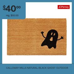 a door mat with a ghost on it and the words, $ 40 00 reg $ 50 00