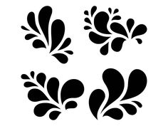 four black and white designs on a white background