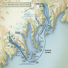 a map showing the route from alaska to seward