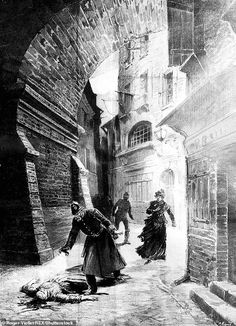 an old black and white drawing of people walking down a street