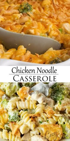 chicken noodle casserole with broccoli and cheese