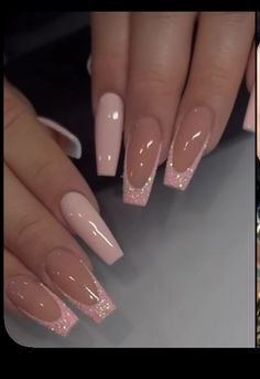 Poly Gel Nails Design Glitter, Soft Pink Nails Designs, Soft Gel Nails Design, Girly Pink Nails, Uñas Soft Gel, Grad Nails, Girly Acrylic, Purple Acrylic, Insta Captions