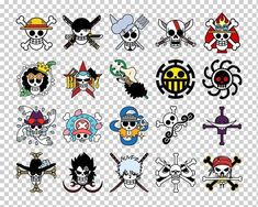 cartoon pirate stickers are shown on a transparent background