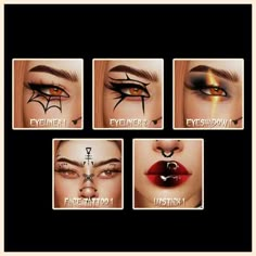 an image of different eyes and eyebrows for the game eyeliners 1, 2, 3