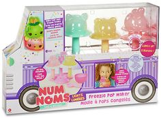 the num noms ice cream truck is purple and has three bears on it