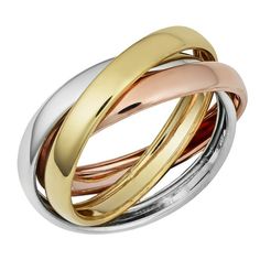 The art of trendy design is beautifully echoed in this stunningly elegant 14k gold ring. Exquisitely crafted of gleaming 14 karat white gold, rose gold, and yellow gold, this ring offers elegance and style. Available in sizes 6 to 10, anyone can showcase this glittering tricolor gold ring. Key Features: Metal: 14k Gold - Real Gold, Not plated nor filled Size: 7 Thickness: 7 mm Metal Weight: 3 grams Benefits of Real Gold: Never Changes Color or Fades Withstands Water and Sweat Will not Turn Your