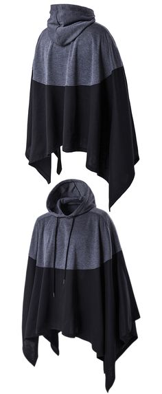 Hooded Color Block Splicing Cloak Style Irregular Cutting Hoodie Cut Hoodie, Stylish Hoodies, Witchy Fashion, Cheap Hoodies, Fashion Hoodies, Cool Hoodies, Baby Alpaca, Coven