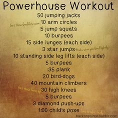 a sign with instructions on how to use the power house workout