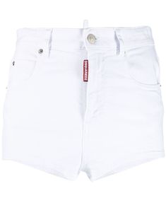 white cotton logo patch to the rear Honey embroidered slogan high waist belt loops front button and zip fastening classic five pockets Honey Logo, White Honey, Logo Items, Denim Patches, Short Jeans, Mini Shorts, Cotton Logo, Denim Mini, Waist Belt