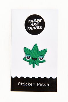 Weed Face Sticker Patch - Earthbound Trading Co. - Earthbound Trading Co. Face Patches, Face Stickers, Sticker Patches, Enamel Pins, Sewing, Green, Pins