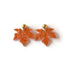 "Get all those fall feels with these gorgeous maple leaf earrings - and all without extra weight on your ears. These maple leaf earrings are designed with stunning orangey copper marble acrylic to shine and sparkle as they catch the light. The best bits in a nutshell: - Nickel free earring posts - meaning no more irritated ears for those who are sensitive - Lightweight acrylic design - so you can wear them in comfort all day - Just a touch of glitter - so these earrings will definitely get notic Classy Purses, Copper And Marble, Earrings Outfit, Leaves Earrings, Orange Autumn, Acrylic Design, Nature Earrings, Pumpkin Earrings, Nickel Free Earrings