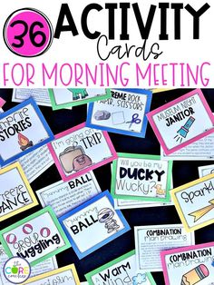 the activity cards for morning meeting are organized and ready to be used in any classroom