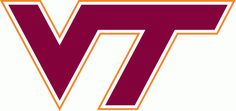 the virginia tech university logo is shown in red and gold, with an orange stripe