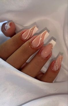 Quartz Nails, Formal Nails, Girly Acrylic Nails, Classy Acrylic Nails, White Nail, Acrylic Nails Coffin Short, Short Acrylic Nails Designs, Pink Acrylic Nails, New Year's Nails