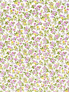 a white background with pink, yellow and green flowers