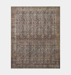 an antique rug with many different colors and patterns on the carpet, it is made up of