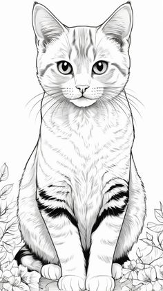 Cat Coloring Pages For Adults, Majestic Cat, Stone Paintings, Cat Coloring Pages, Drawing Patterns, Steampunk Cat, Cat Mandala, Cat Coloring, 3d Art Drawing