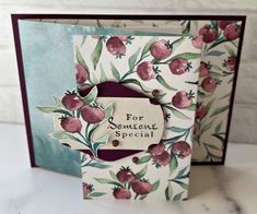 a handmade card with flowers on it and the words for someone special written in white