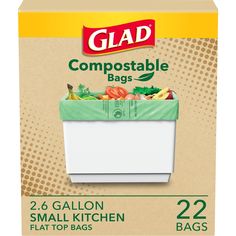 glad compostable bags 22 gallon small kitchen flat top bags