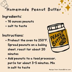 a recipe for peanut butter is shown in this graphic above it's description and instructions