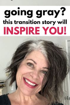 If you are thinking about going gray, you have GOT to check out Michele's silver hair transition story.  She decided to go gray in her 50s and the result is STUNNING.  #goinggray #grombre #grayandproud Silver Transition Hair, Best Way To Transition To Grey Hair, Go Gray Transition, Gray Transition Hair, Brown To Gray Hair Transition, Going Gray Transition Ideas Grey Hair, Transitioning To Gray Hair From Brown, Grombre Transition, Going Gray Transition Ideas Coloring