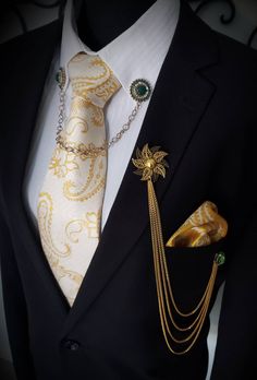 Mens Formal Ball Attire, Steampunk Wedding Suit, Suit Jewelry Men, Ballroom Suits For Men, Gold Suit Accessories, Celestial Suit Men, Fantasy Wedding Suit, Fancy Mens Outfits, Masquerade Ball Outfits For Men