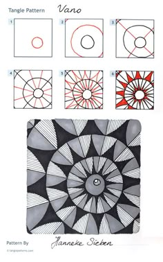 the instructions for how to draw an abstract design in pencil and watercolor on paper