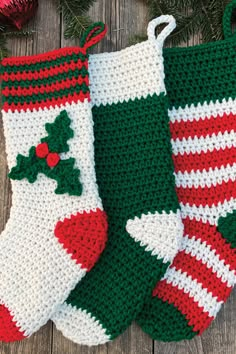 crochet holiday stockings, three easy traditional stockings, perfect for festive home decor, add holiday charm with these three simple and classic stockings, traditional stocking trio for a festive touch to your home Christmas Stockings Crochet, Crochet Stocking Pattern Free, Stockings Crochet, Christmas Stocking Crochet Pattern, Farmhouse Christmas Stockings, Crochet Christmas Stocking Pattern, Crochet Holiday, Crochet Stocking, Christmas Crochet Patterns Free