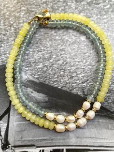 • jade crystals • natural pearls • gold plated • adjustable Crystals Natural, Jade Crystal, Pearls Necklace, Natural Pearls, Pearl Necklace, Jade, Gold Plate, Beaded Necklace, Perfect Fit