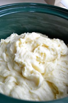 mashed potatoes in a green bowl with the words make - ahead mashed potatoes