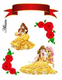 an image of two princesses with roses around them