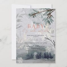 baby it's cold outside snowflakes and pine trees are featured in this wintery card