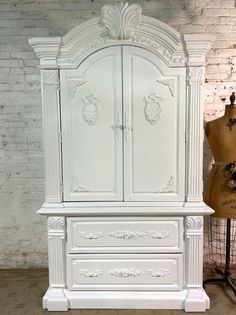 French Armoire Painted Cottage Chic Shabby French Romantic Armoire/ Wardrobe | eBay Armoire Painted, Armoire Wardrobe, French Armoire, Armoires & Wardrobes, Painted Cottage, Wardrobe Armoire, Dovetail Drawers, Cottage Chic, Wood Construction