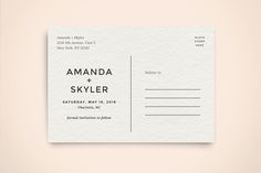 an image of a white postcard with the words amanda and skyler on it