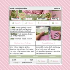 a pink and green web page with the words i love you on it