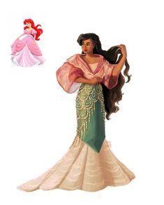 an image of a woman in a mermaid costume with her hair flying through the air