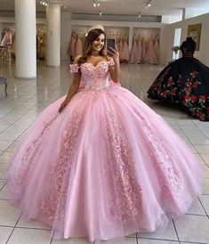 Pink Flower Quinceanera Dresses, Light Pink Dama Dresses For Quince, Quince Pink Dresses, 15 Dresses Quinceanera Pink, Pink Xv Dresses, Xv Dresses Pink, Pastel Quinceanera Dresses, Light Pink Quince Dresses, Baby Pink Quinceanera Dresses