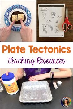 there is a plate with some food on it and the words plate tectonics teaching resources