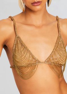 Chain Bra, Bra Top, Embellishments, Bra, Chain, Gold