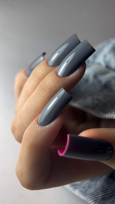 Minimal Nails Art, Toe Nail Color, One Color Nails, Fancy Nails Designs, Sweater Nails, Colored Acrylic Nails, Minimal Nails, Cute Acrylic Nail Designs, Nail Art Designs Videos