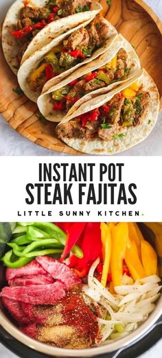 instant pot steak fajitas with peppers and onions