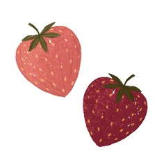 two strawberries on a white background