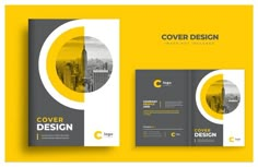 a yellow and gray brochure design