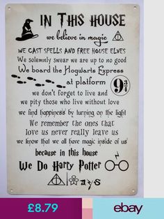 a harry potter sign hanging on the wall