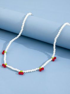 Color: Multicolor Gender: Women Material: Polyresin Details: Beaded, Fruit&Vegetable Style: Cute Product Measurements in cm : Size Length one-size 41-46 Cherry Beaded Necklace, Cherry Decor, Beaded Fruit, Red Cherry, Accessories Jewelry, Necklace For Women, Girls Accessories, Delicate Bracelet, Women Girl