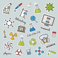 stickers on the theme of science