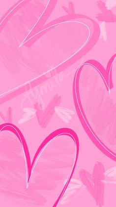 two pink hearts on a pink background with the word love spelled in cursive writing