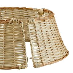 two wicker lampshades on white background