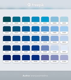 the color scheme for blue is shown in this graphic style, which includes different shades and sizes