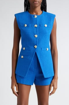 Veronica Beard Tamara Cotton Blend Cutaway Vest | Nordstrom Tweed Fashion, Ropa Upcycling, Veronica Beard, Comfortable Dress, Classy Outfits, Cobalt, Outfit Inspirations, Fashion Dresses, Fashion Inspo